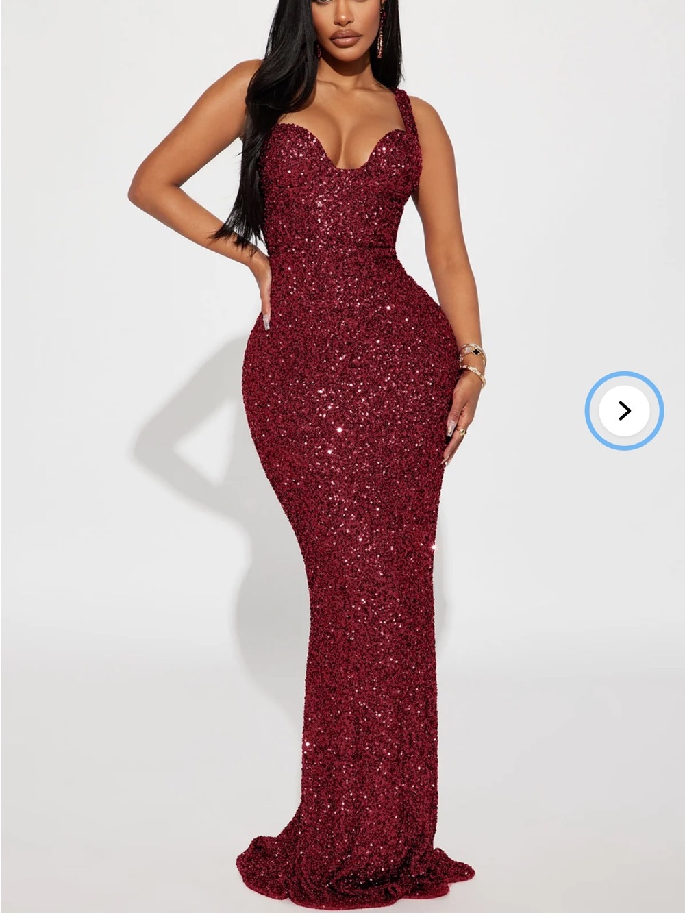 Fashion nova Alora sequin maxi dress burgundy size, extra large. NWT